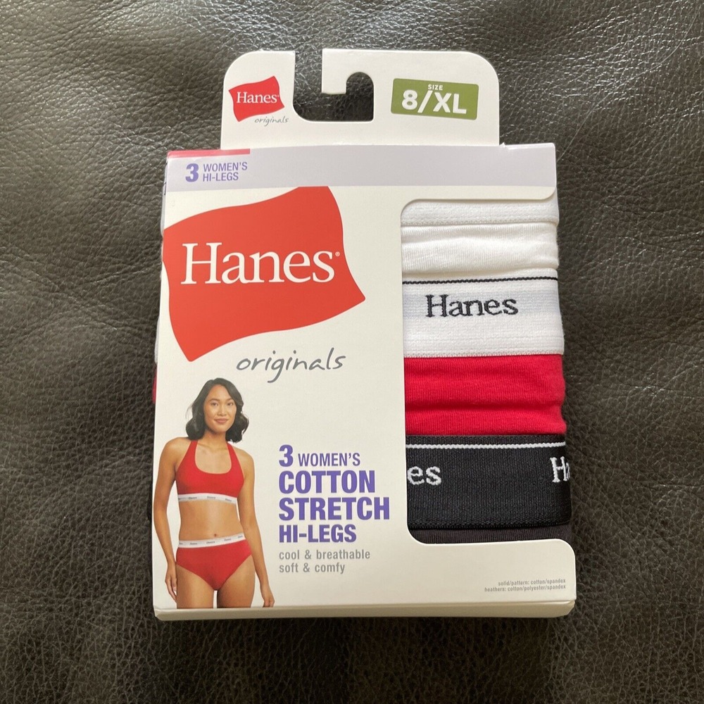Hanes 3 pk Hi-Leg Underwear Womens Size 8/XL Tagless Breathable Soft Stretch